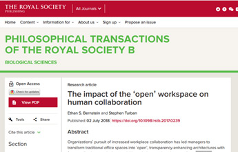 Article Link: The Impact of the Open Workspace on Collaboration