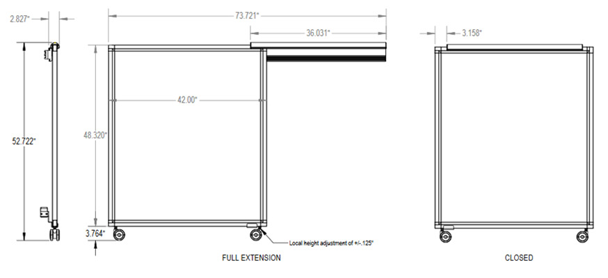 Schematics for 53-inch High Cubicles with Sliding Doors