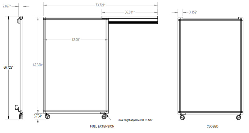 Schematics for 67-inch High Cubicles with Sliding Doors