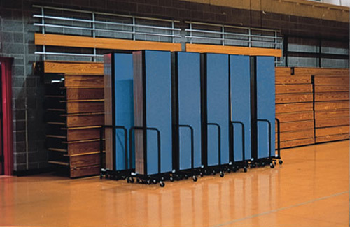 Temporary wall systems for education - folded storage