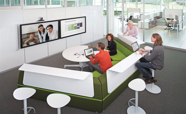 Modern office furniture with integrated technology