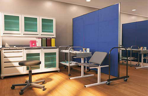 Accordion wall for healthcare - exam rooms