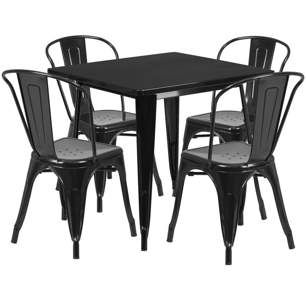 Bistro table set CUB ET CT002 4 30 BK GG FLA