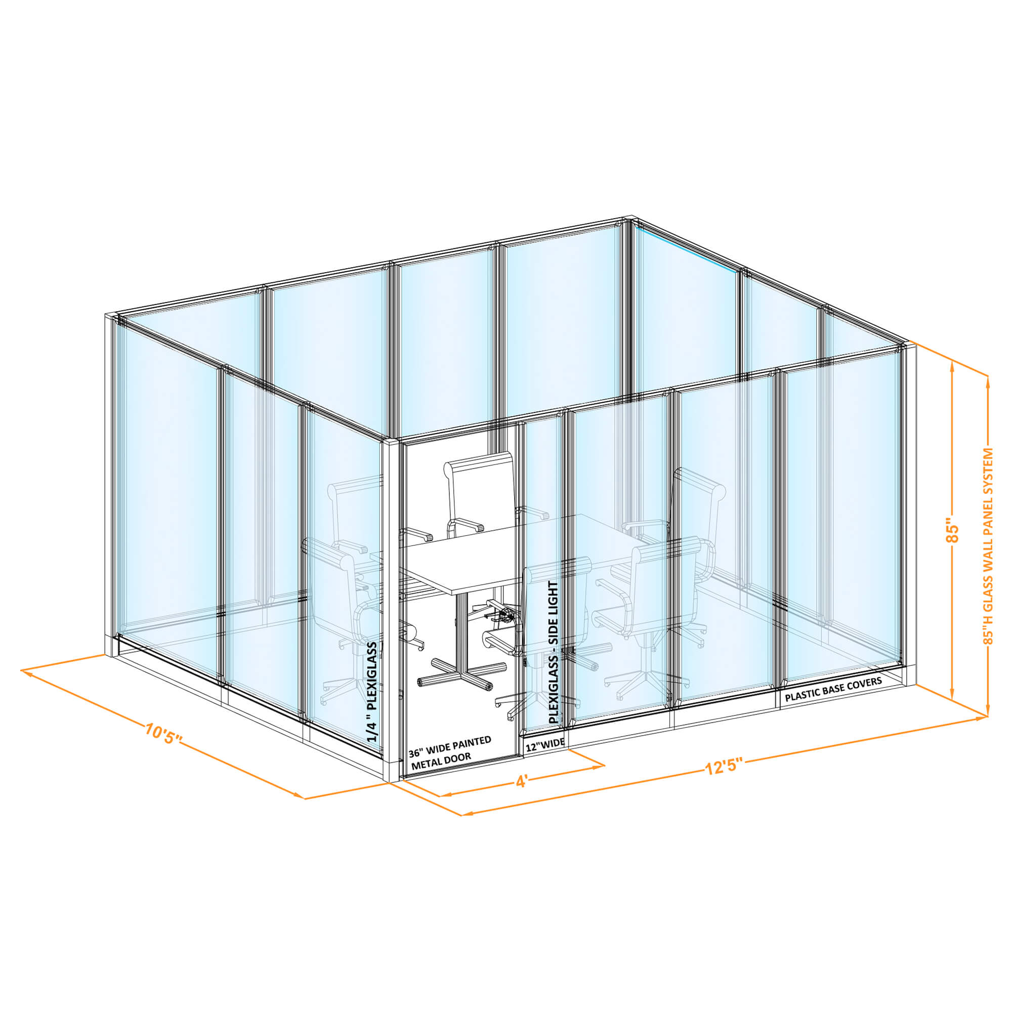 Conference room glass wall GWCR O 120x100x850