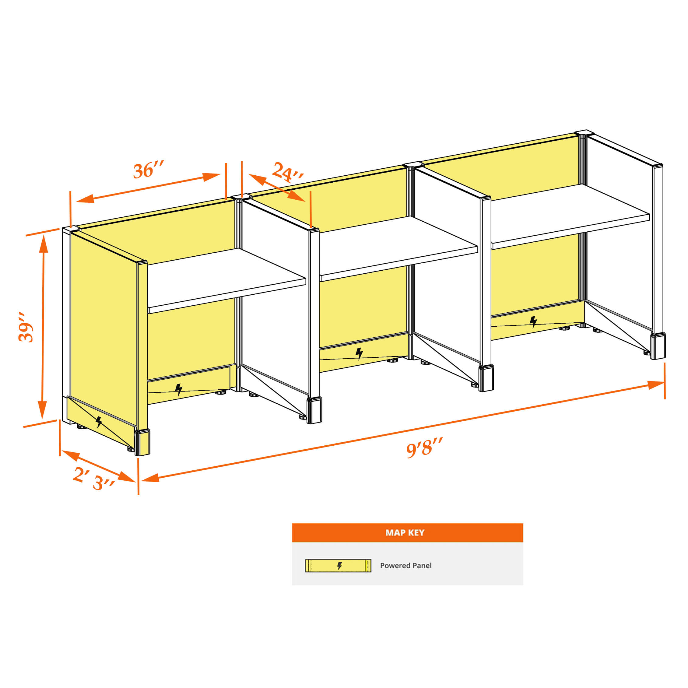 Hot desk CUB 3 39 P 23 WHT WH PSO