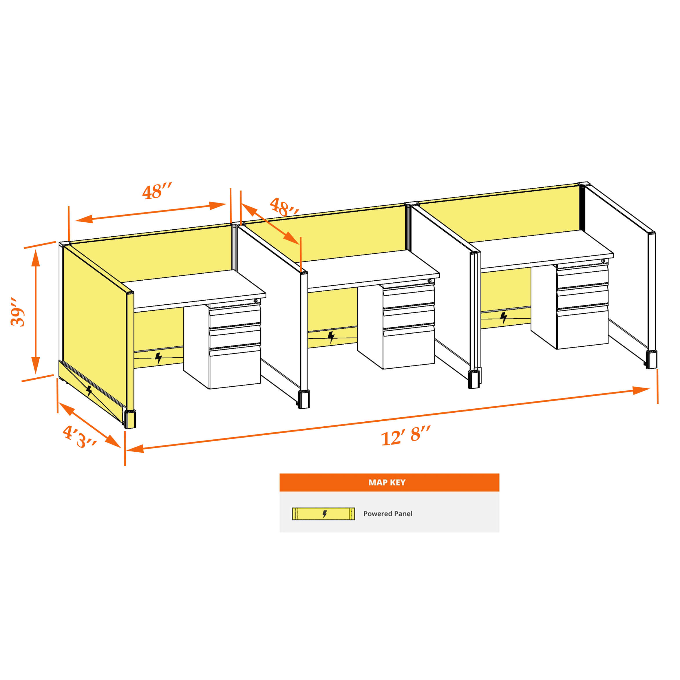 Hot desk CUB 3 39 P 44 WHT WH PSO