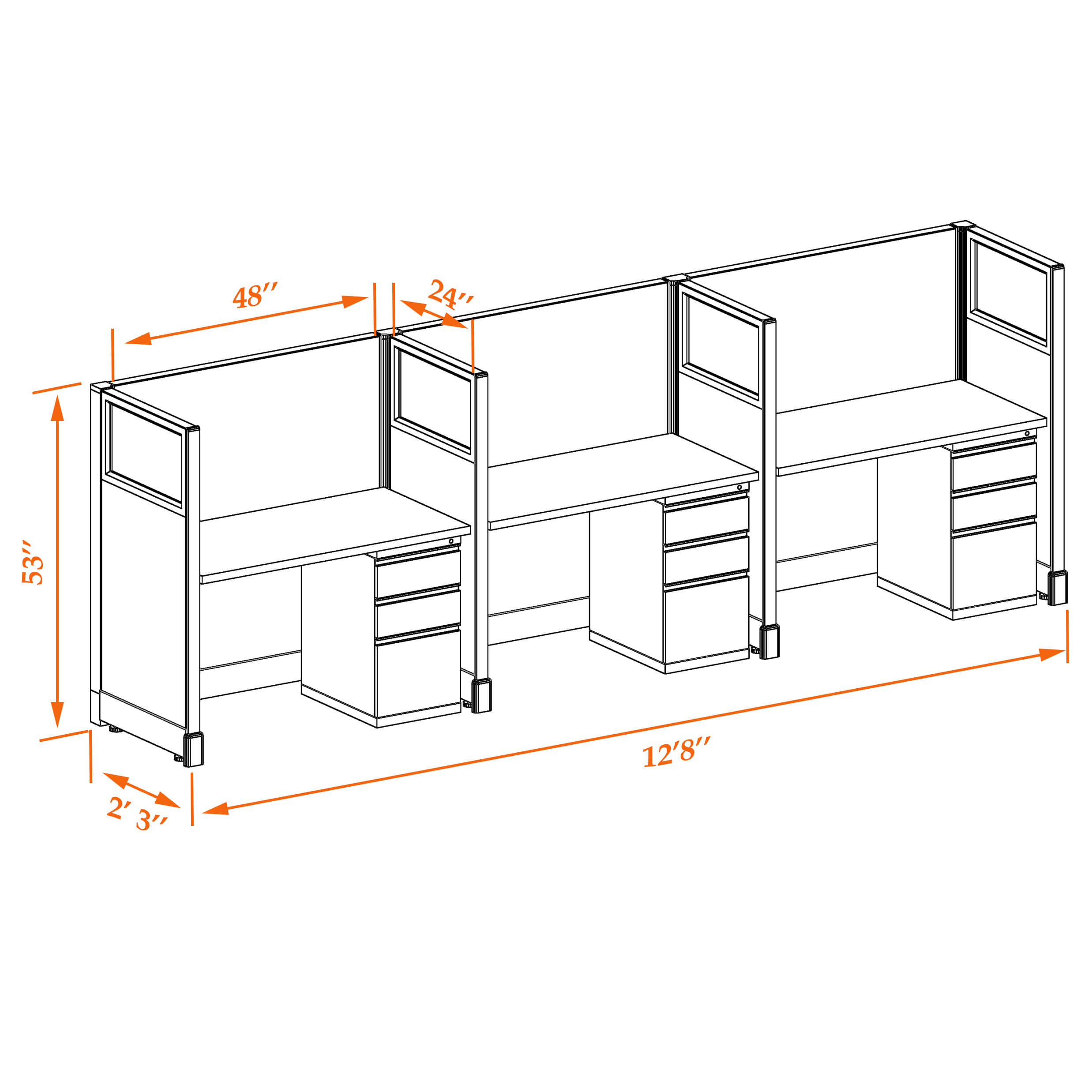 Hot desk CUB 3 53 24 G WHT WH PSO