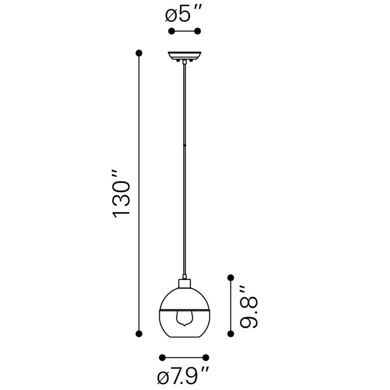 Oval retro lighting dimensions view