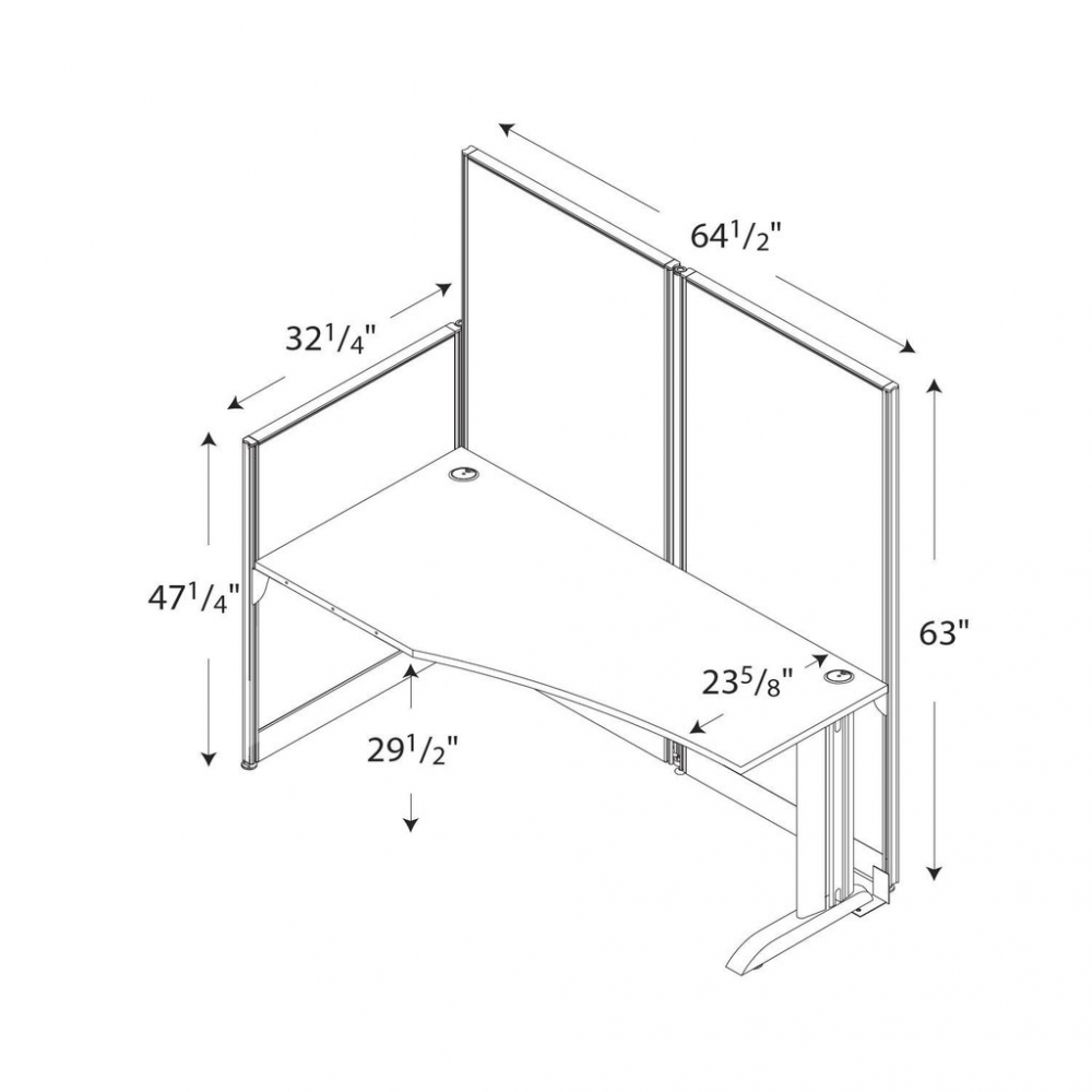 Straight cubicle workstation with storage dimensions