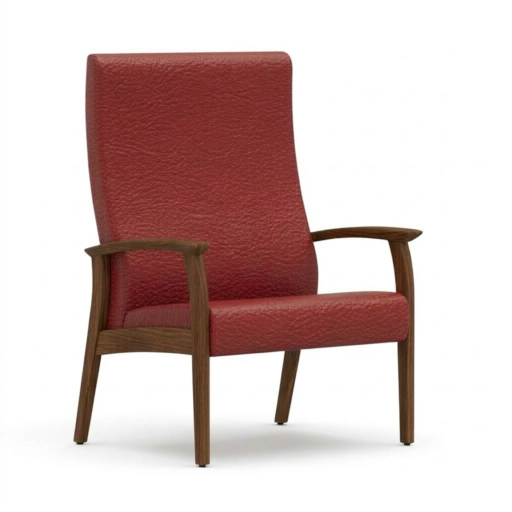 Wide chair open arms red barn 3