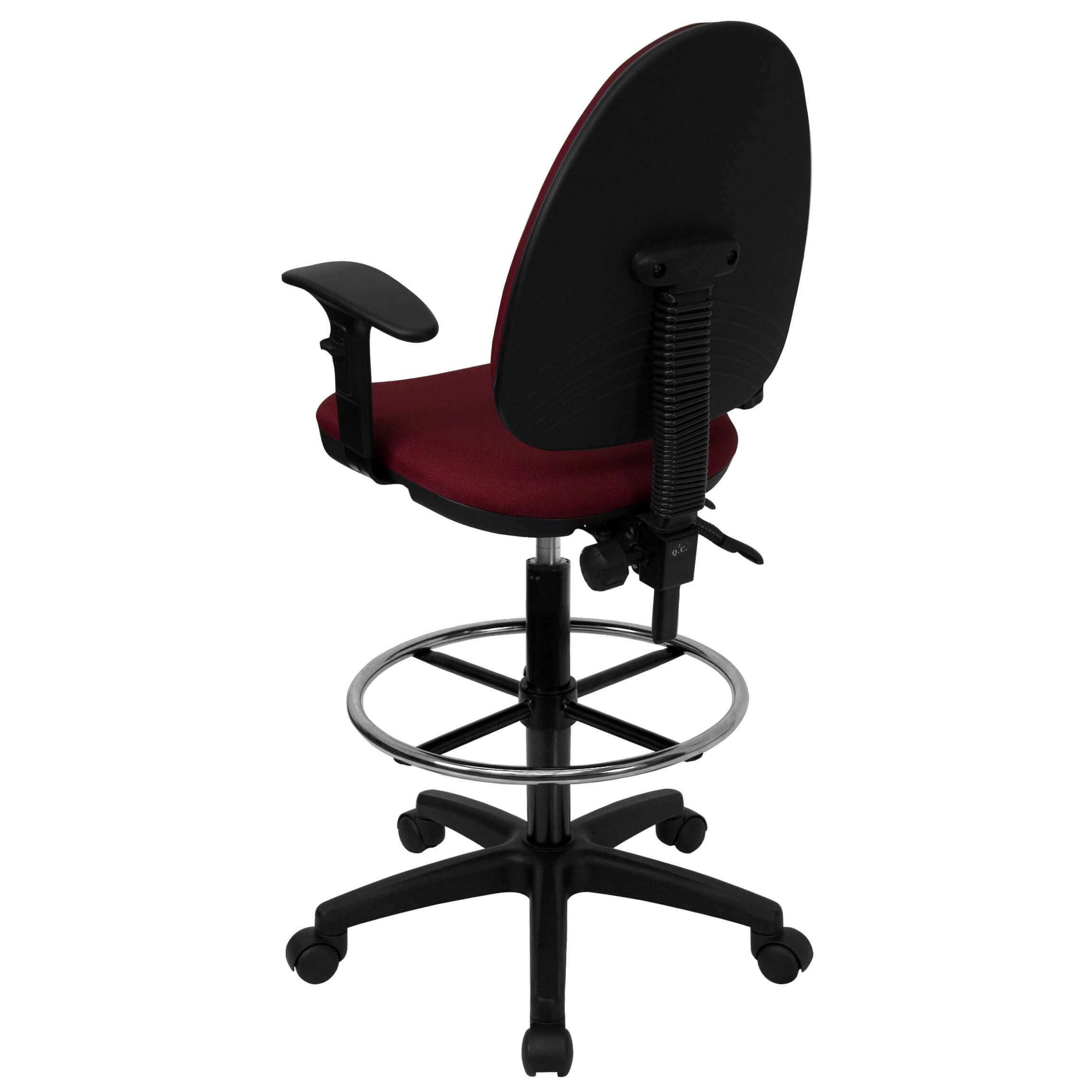 Adjustable drafting chair rear view