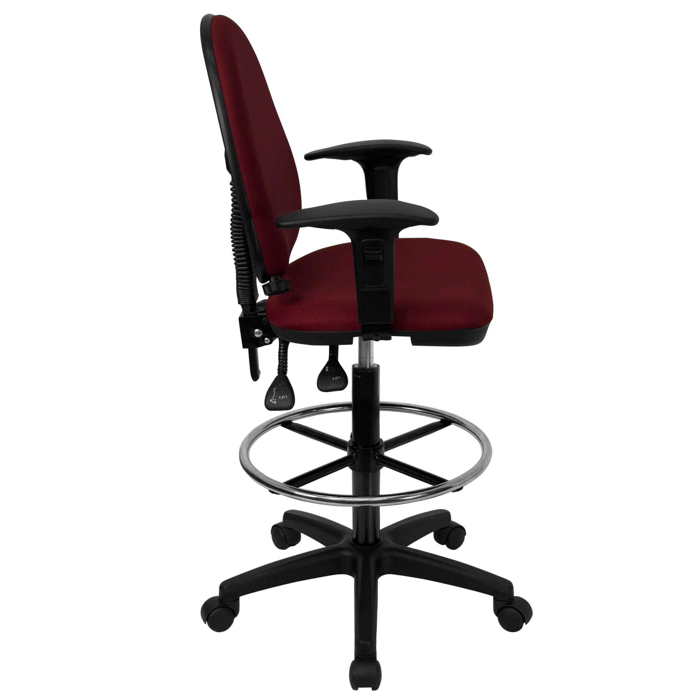 Adjustable drafting chair side view