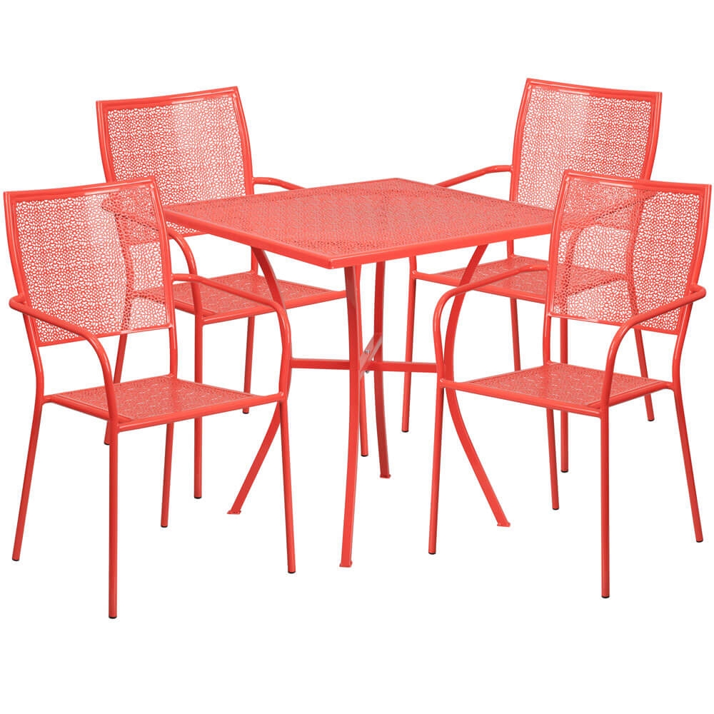 Bistro table set CUB CO 28SQ 02CHR4 RED GG FLA