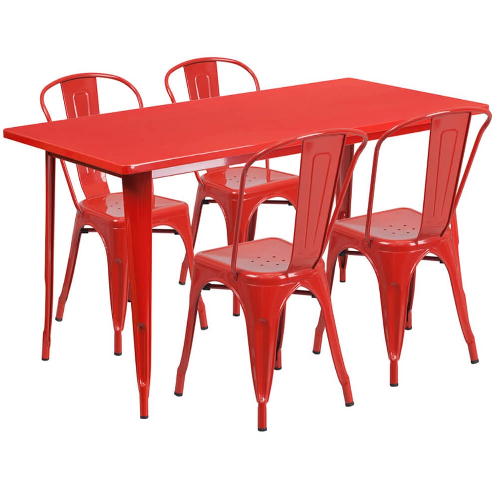 Bistro table set CUB ET CT005 4 30 RED GG FLA