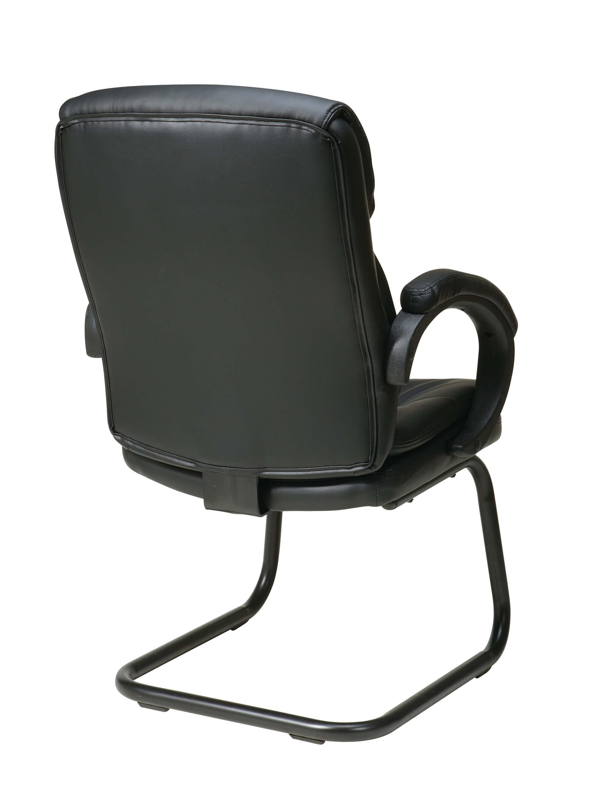 Black leather office chair back