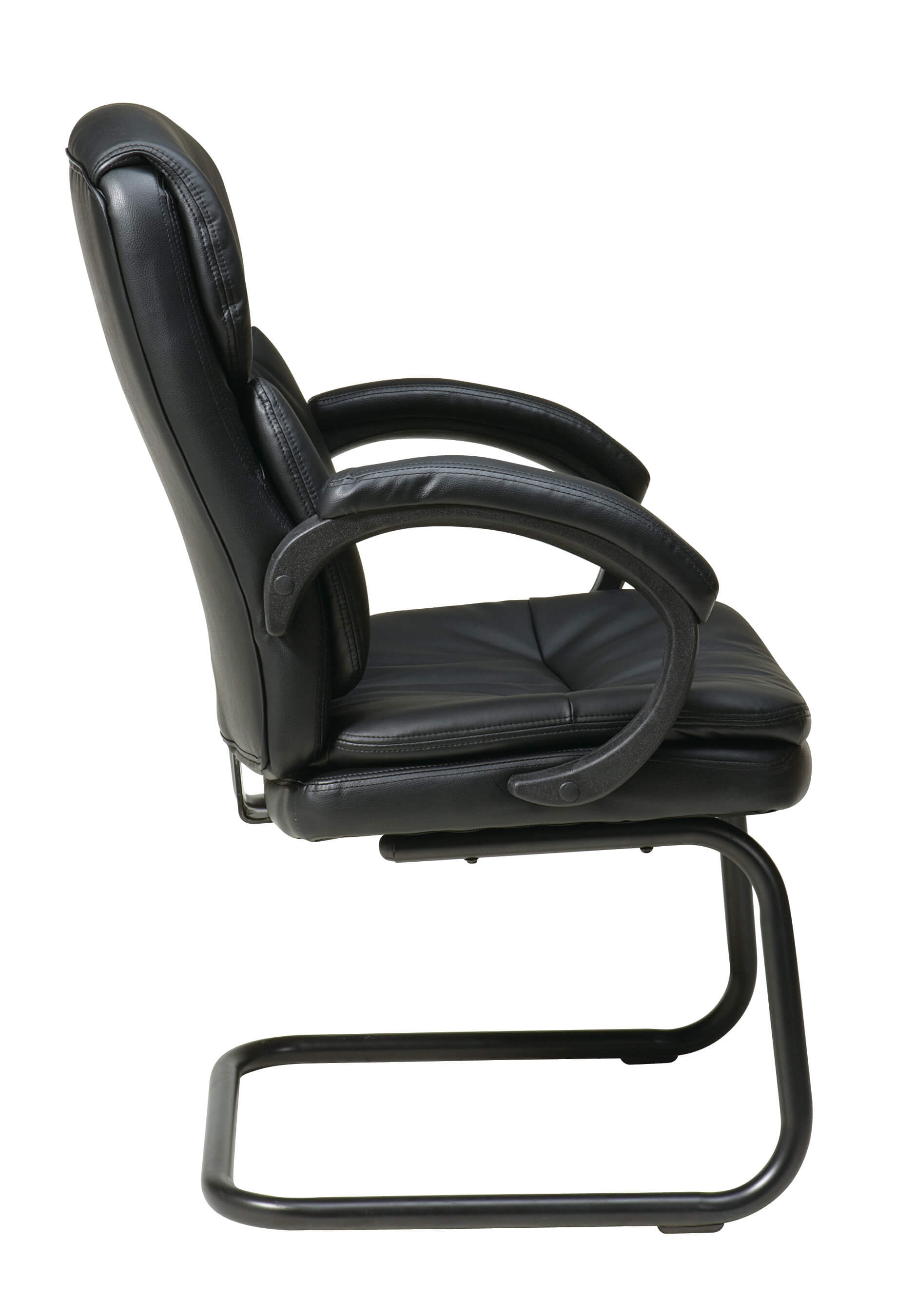 Black leather office chair side