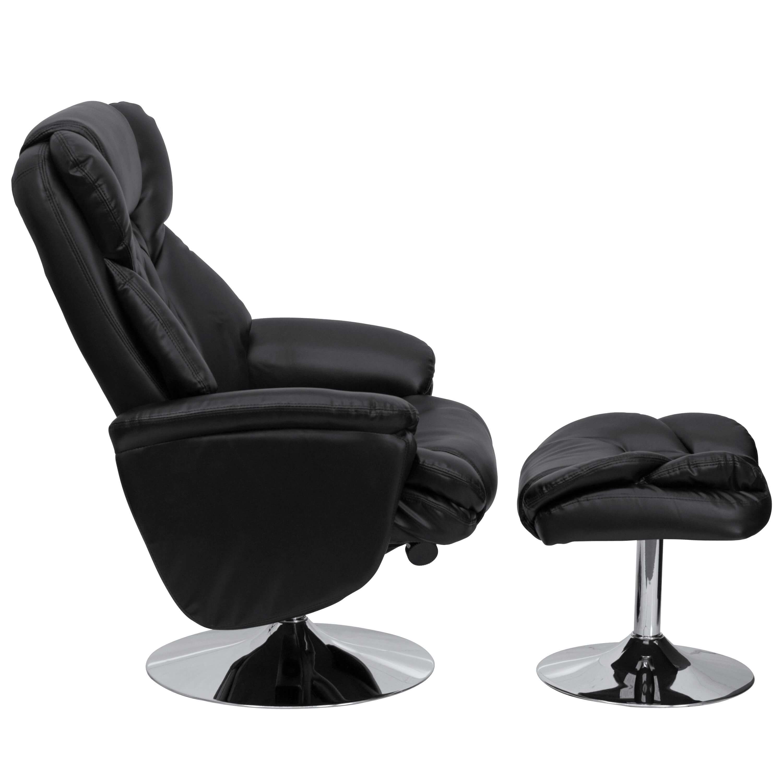 Black leather recliner chair side view
