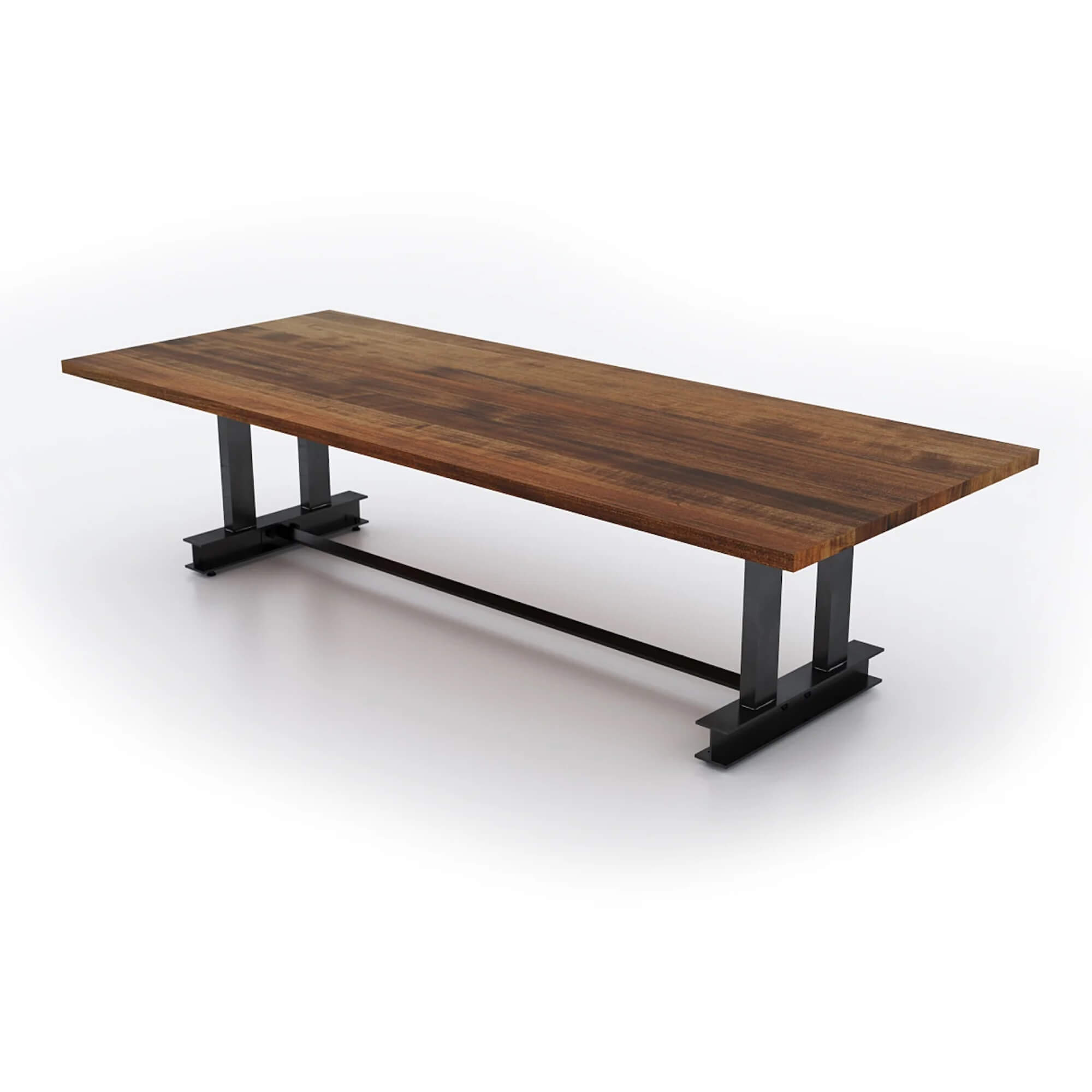 Conference room tables conference table id2 industrial conference table angle view chestnut 1 2 3 4