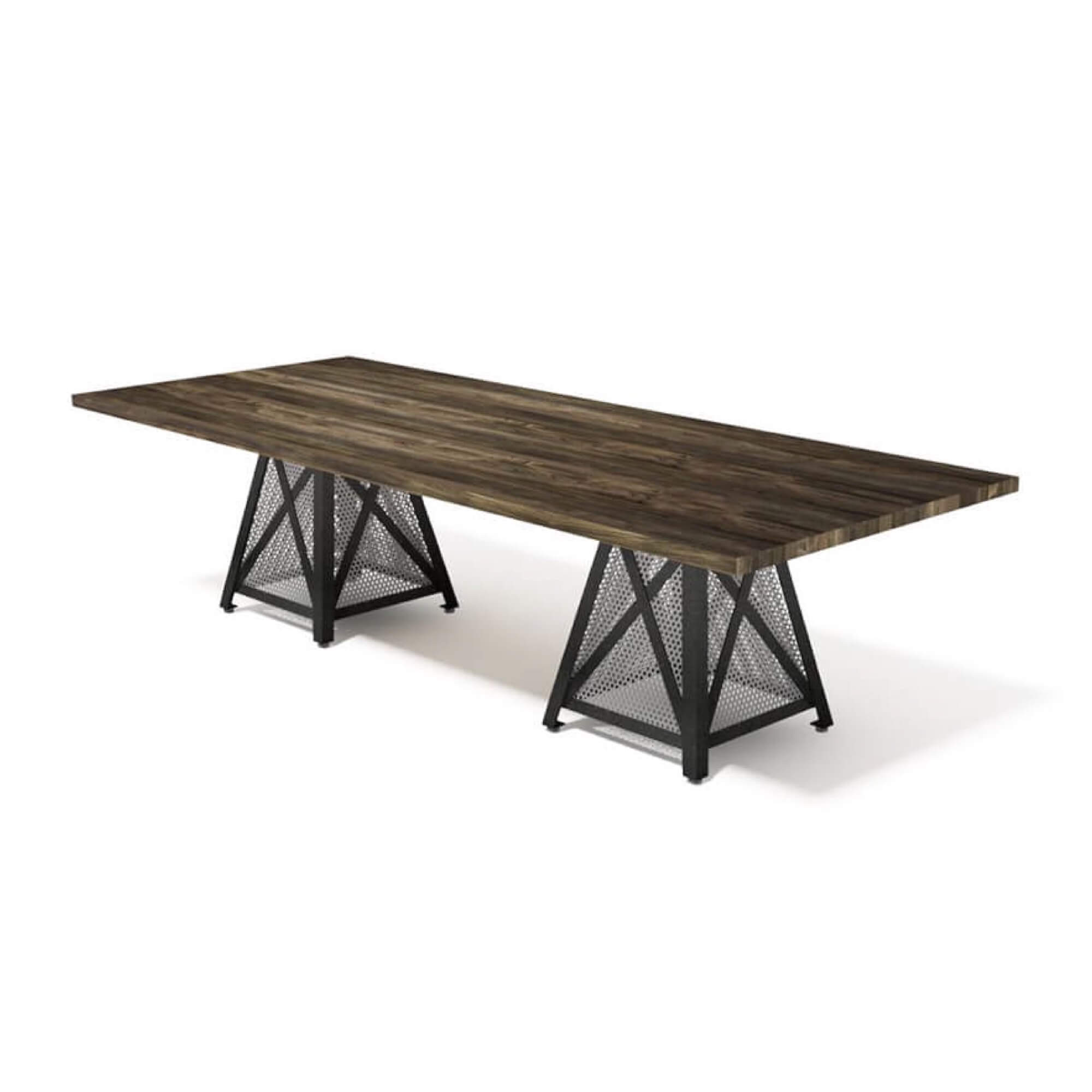 Conference room tables conference table id3 industrial conference table chestnut angle view