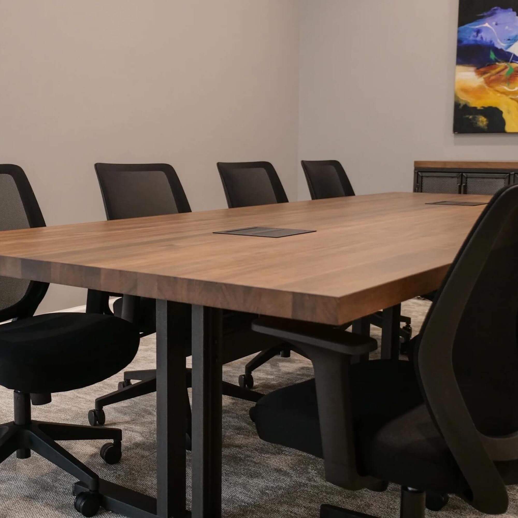 Conference room tables conference table id4 industrial conference table space view 4