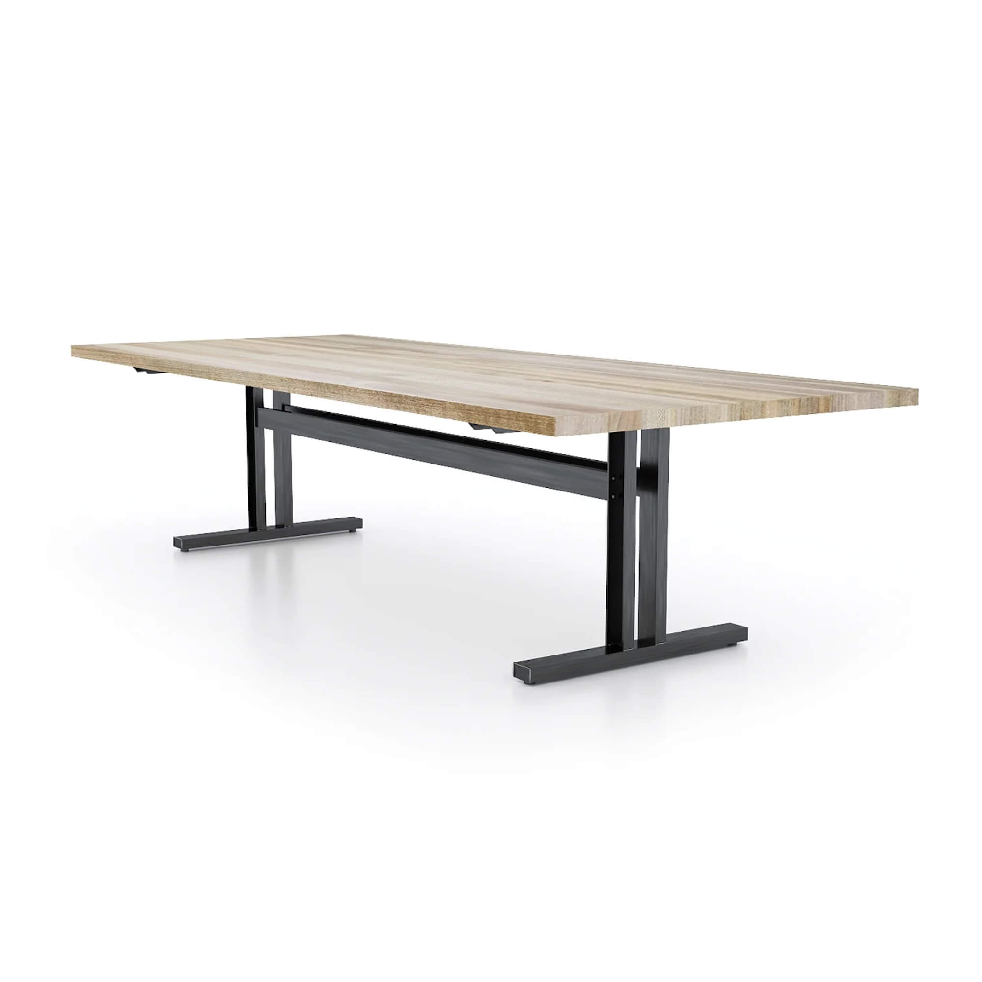 Conference room tables conference table id4 industrial conference table wheathered oak angle view