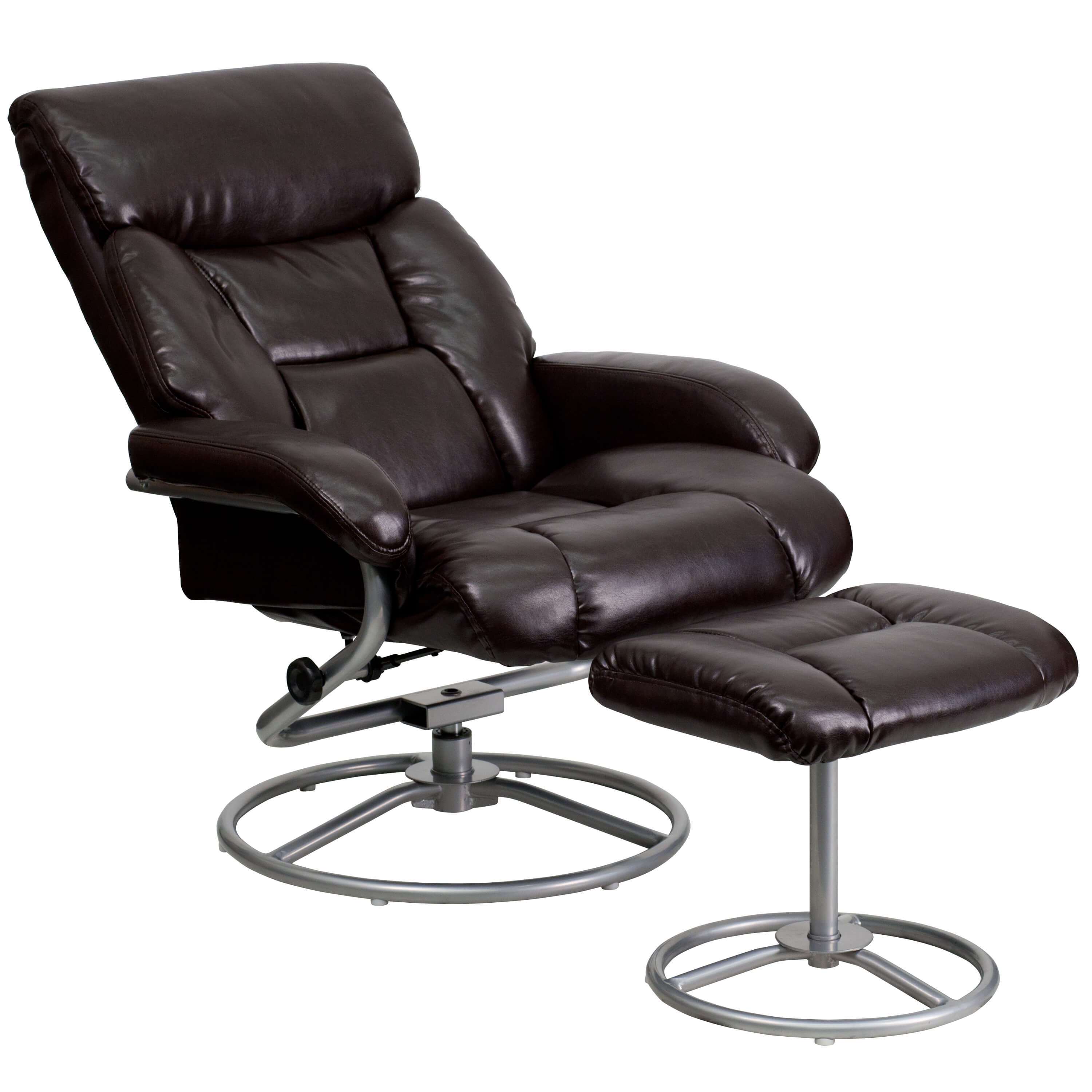 Contemporary leather recliners reclined view