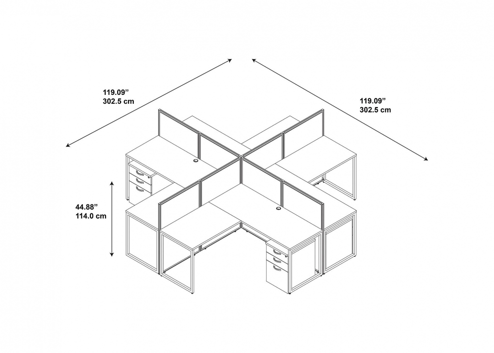 Desk cubicles 3d dimensions