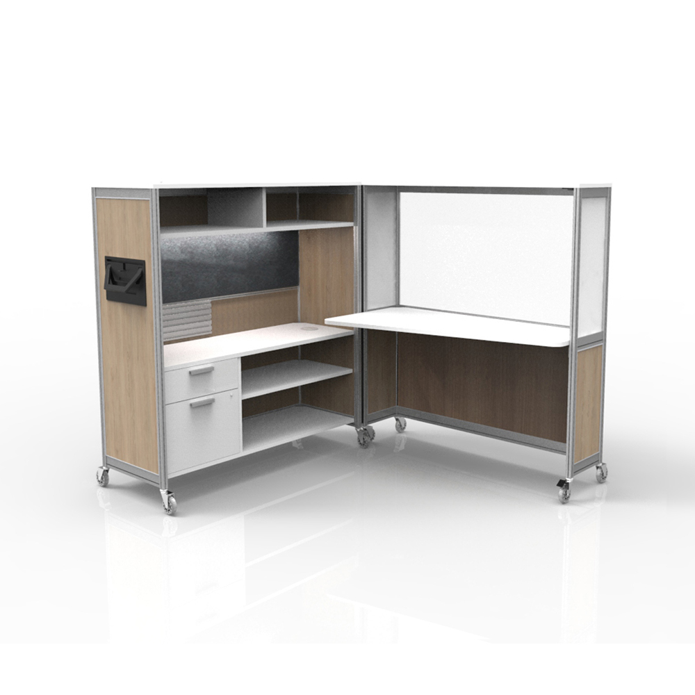 Desk on wheels ginger clear charcoal