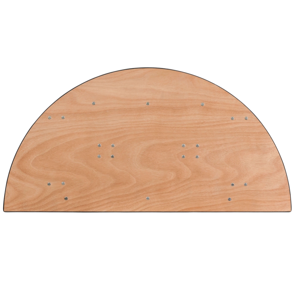 Half round folding table top view