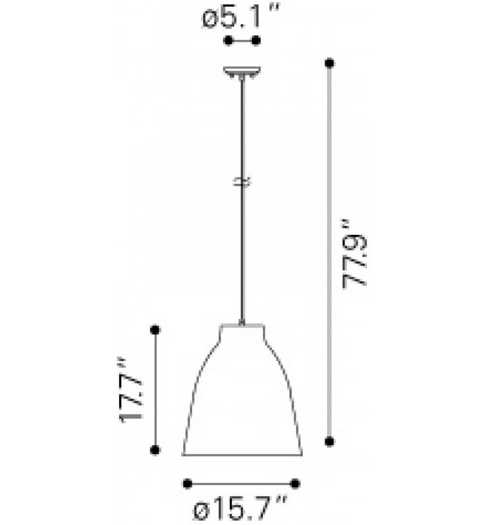 Industrial pendant light dimensions view