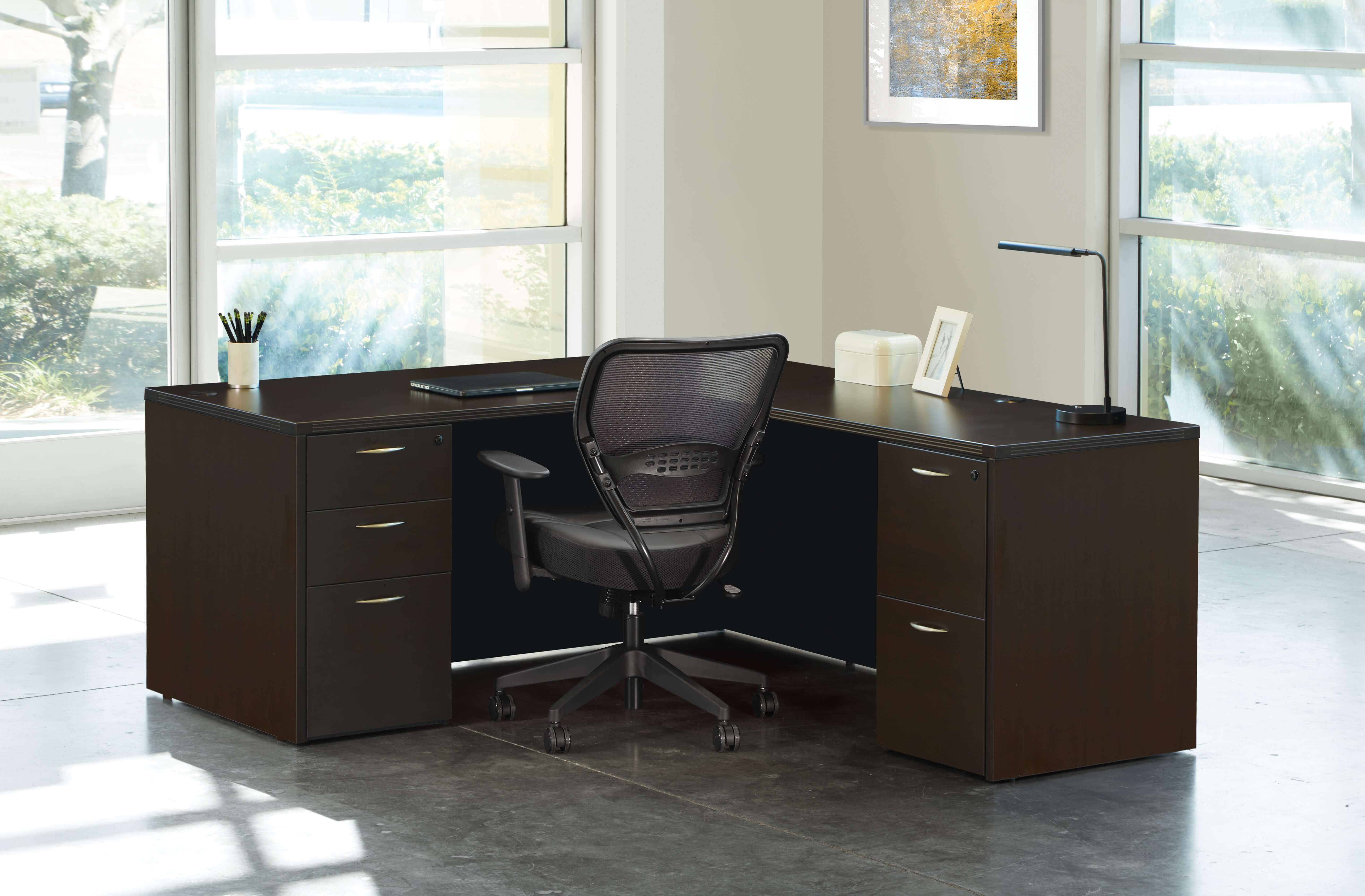 L shaped desk large l shaped desk contemporary l shaped desk espresso space view 1 1