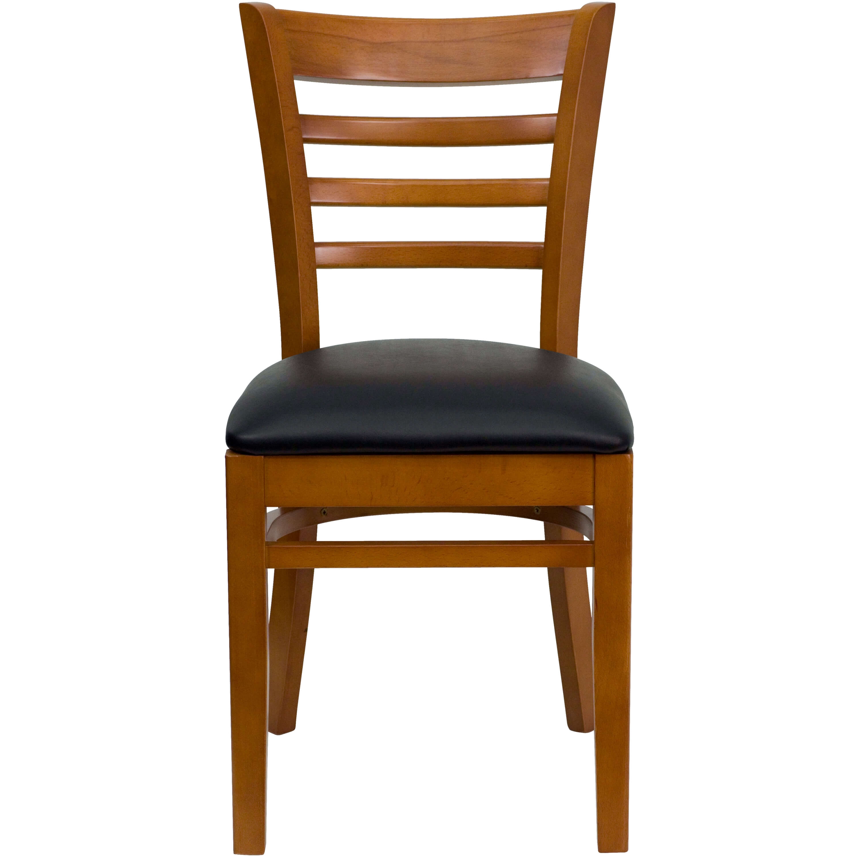 Ladder back wooden dining chair front view