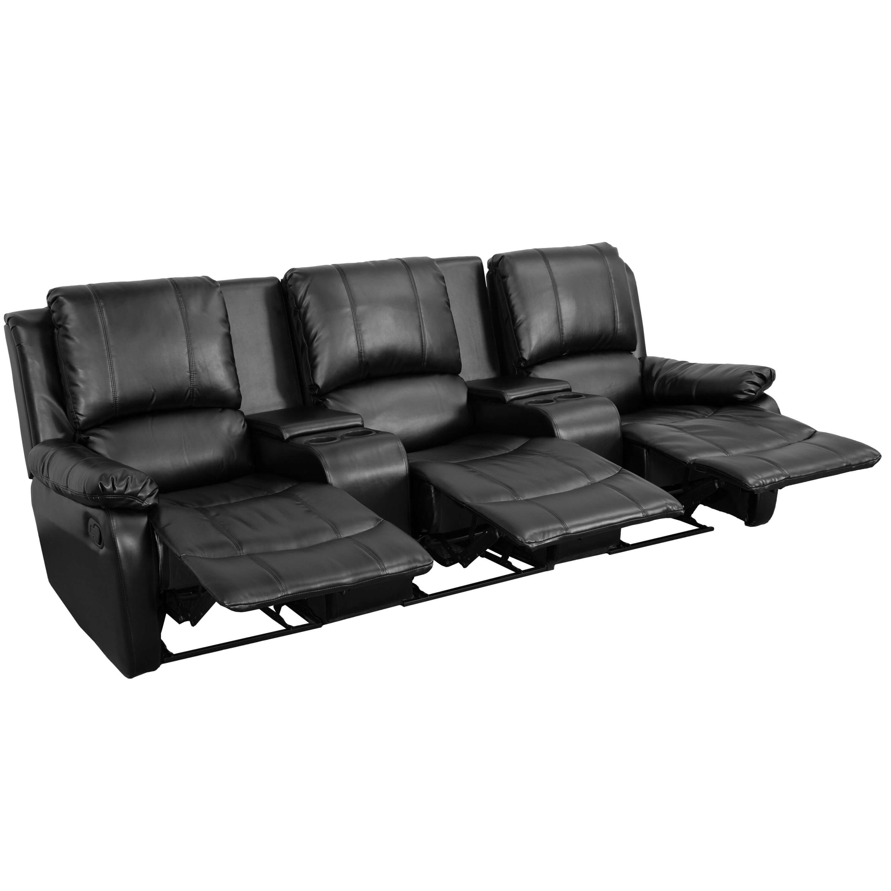 Leather theater chairs reclined view