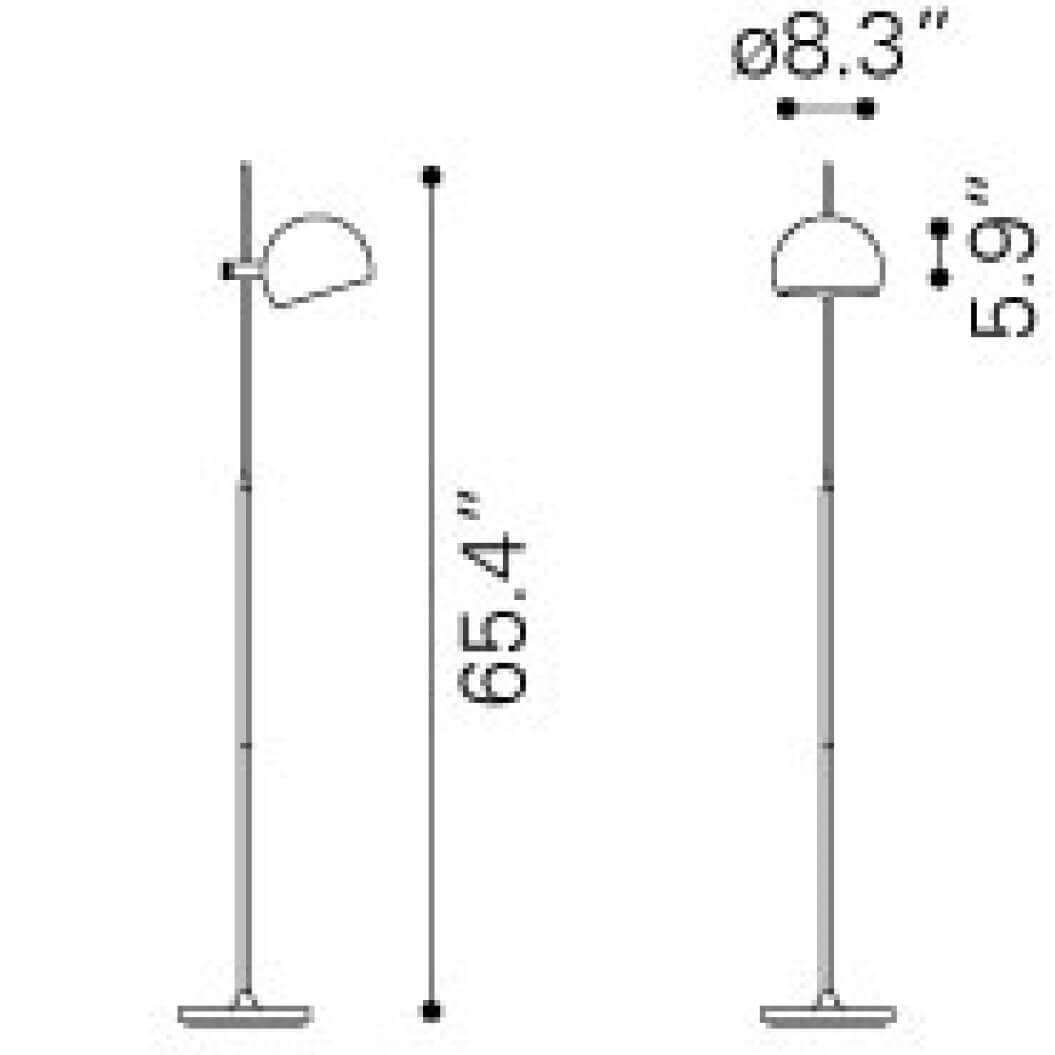 Office floor lamps dimensions view