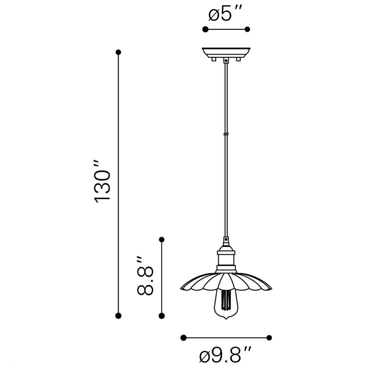 Outdoor pendant lighting dimensions view
