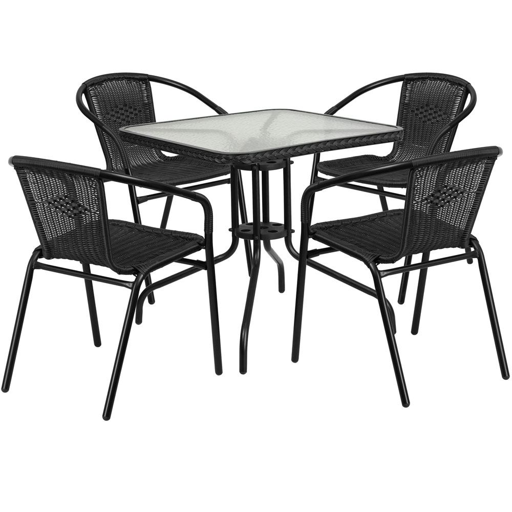 Outdoor table and chairs CUB TLH 073SQ 037BK4 GG FLA