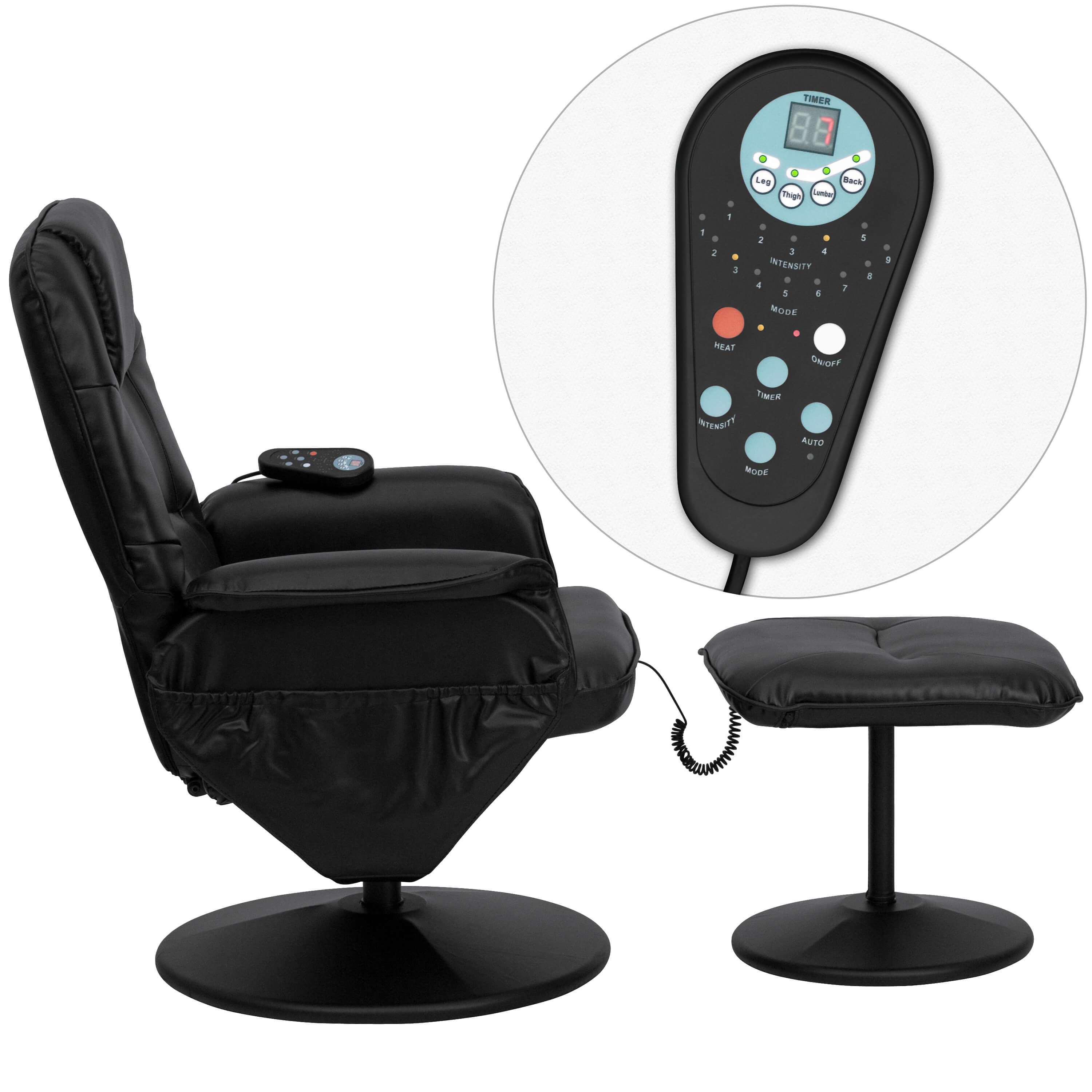 Recliner chair with massage remote view
