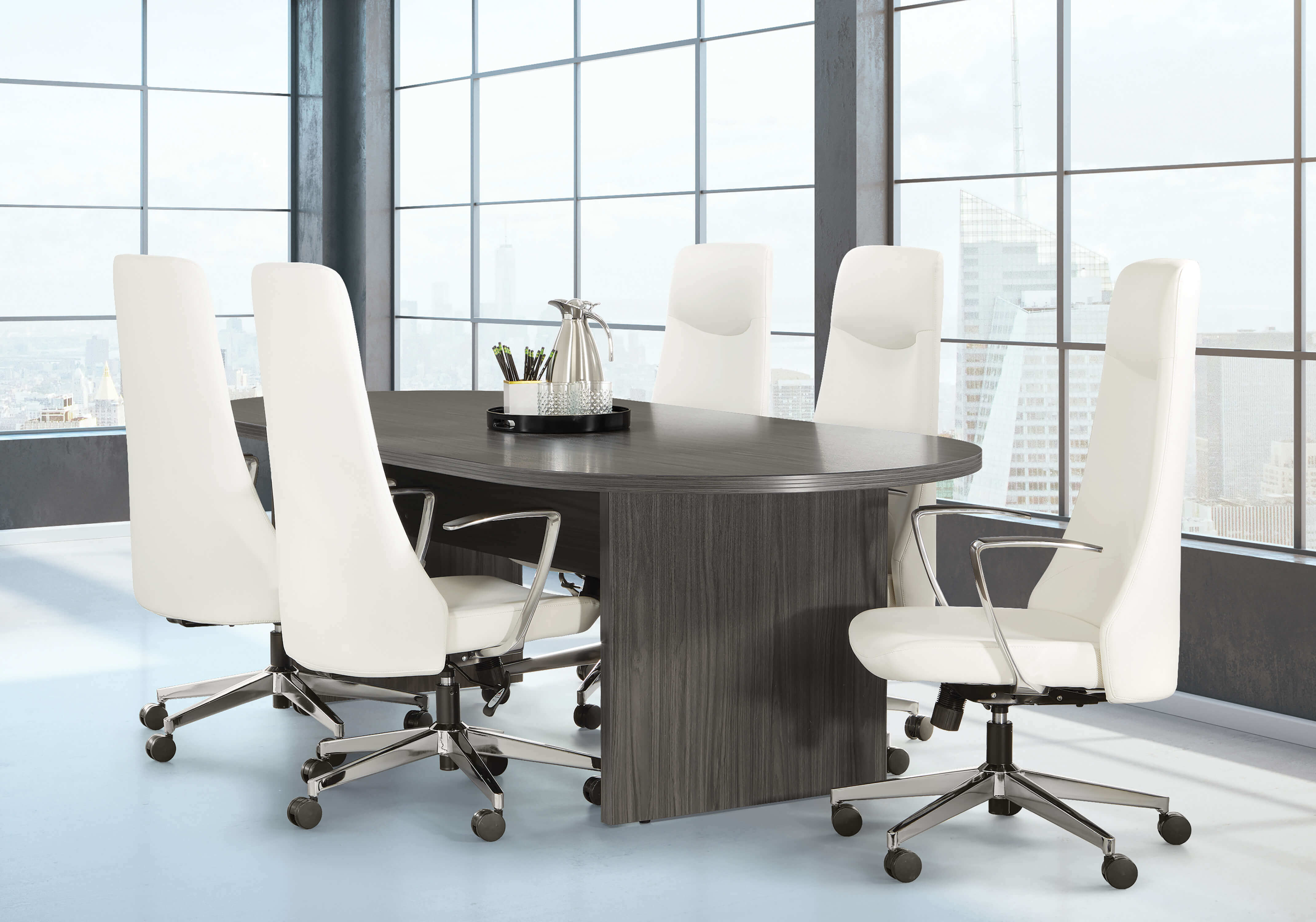 Conference room tables meeting tables contemporary conference table slate grey 10 space view 1