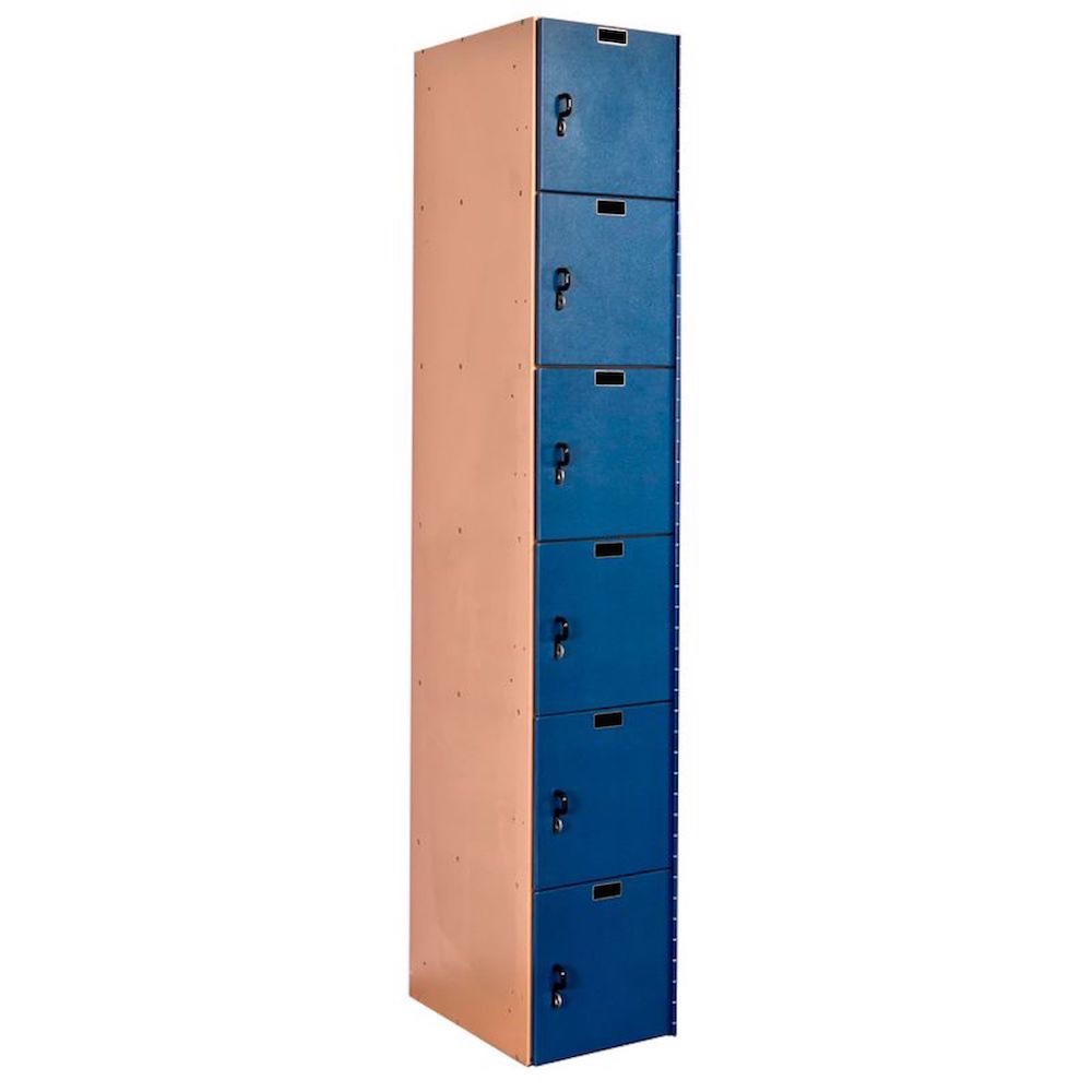 Employee lockers laminate lockers plastic locker taupe body and deep blue doors 1W 6T