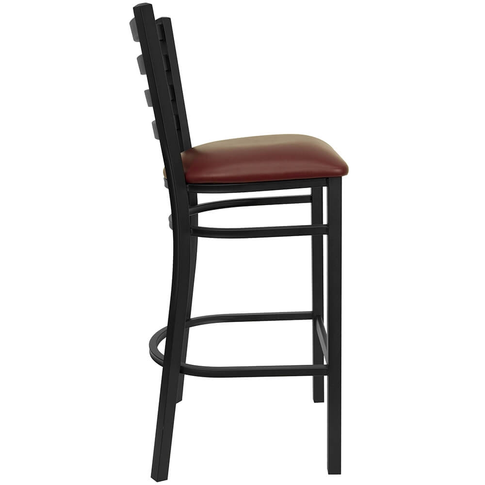 Tall bar stools with backs side view
