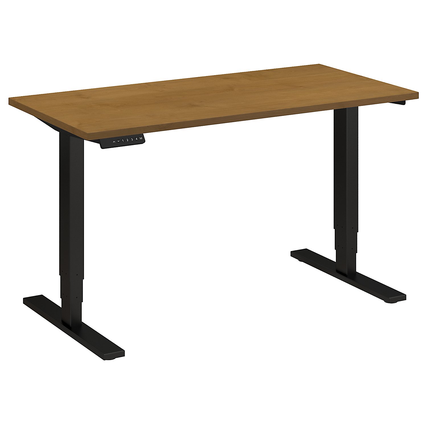 Adjustable Height Desks from BBF - Shown in Natural Cherry woodgrain laminate top and black base