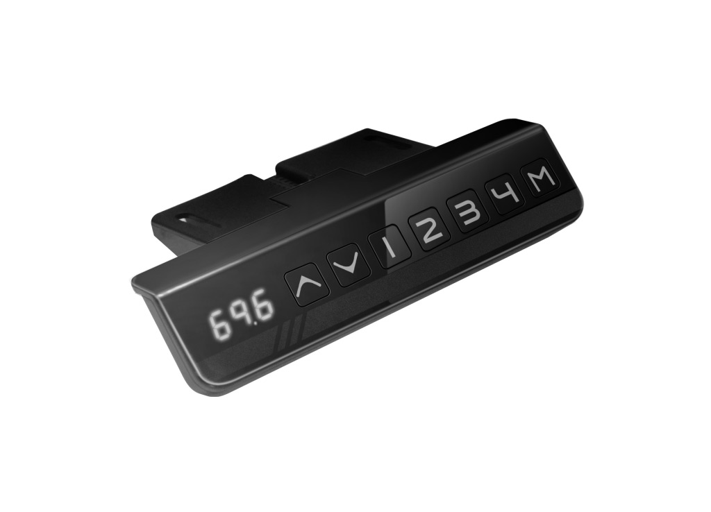 Sit and Stand Desk Bases from Symmetry Office - These standing height desk legs features a handset with 4 memory presets and a white LED readout.