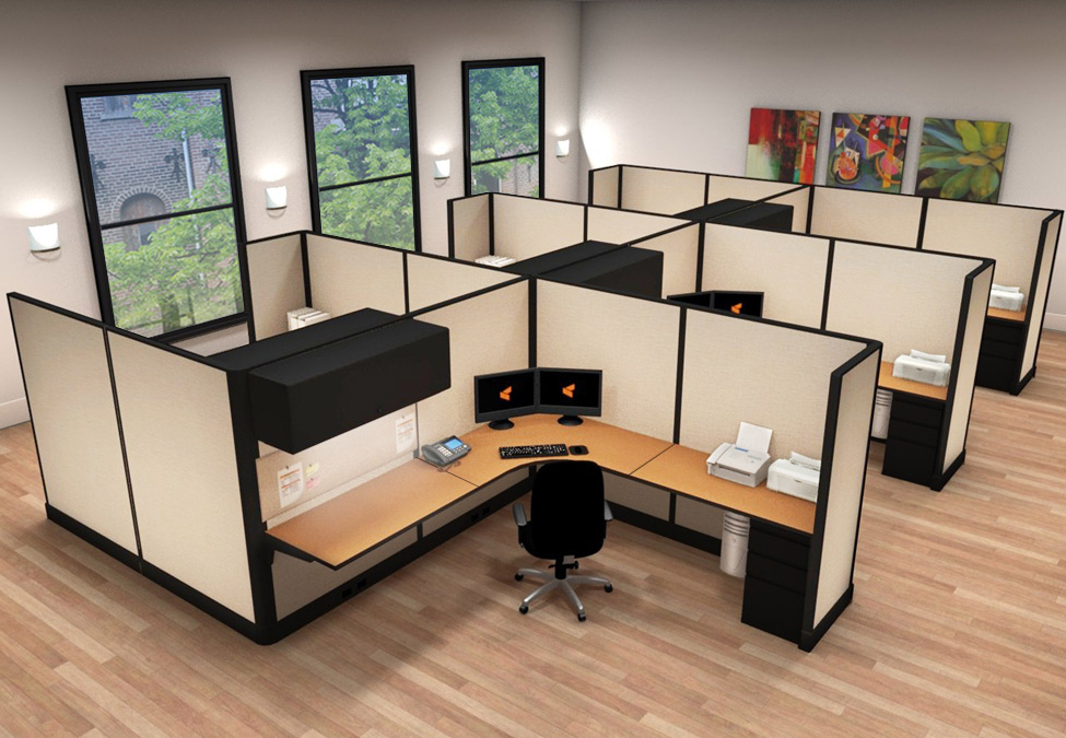 8x8 Modern Business Office Furniture - 6 Pack Cluster