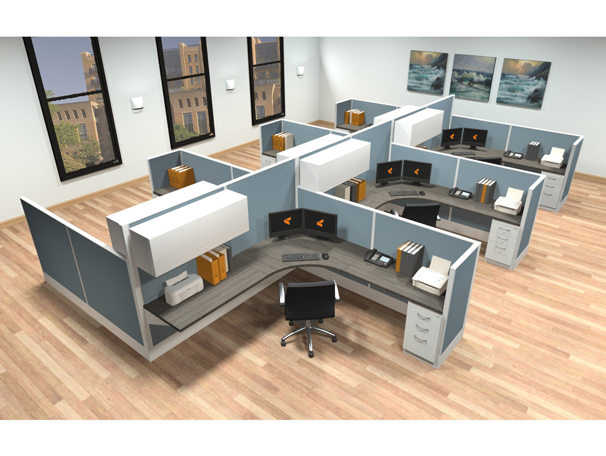 8x8 modular workstations from AIS - 6 Pack Cluster 8x8 modular workstations from AIS - 6 Pack Cluster